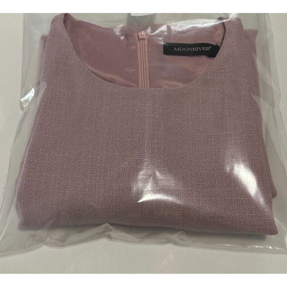 Moon River Women's Mini Dress Light Pink with Frayed Edges Button Details size L - Picture 7 of 8